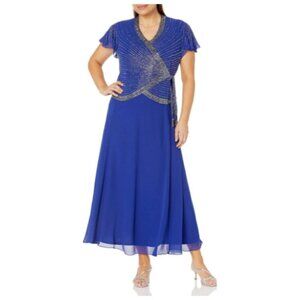 J Kara Women's Faux Wrap Long Dress 6P NWT